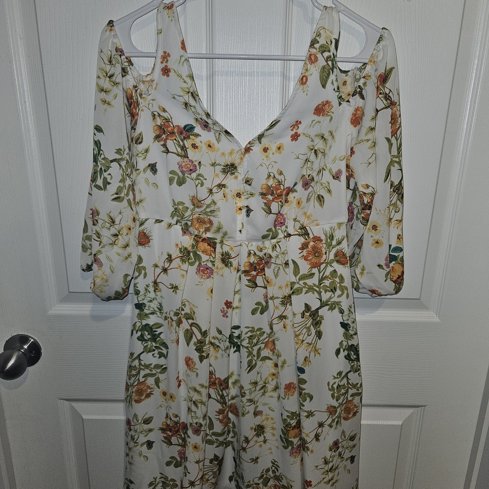 Disney Alice Through Looking Glass Designer Collection Floral Cold Shoulde Dress